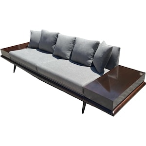 vintage 1960s mid century modern Adrian pearsall sofa pair built in end tables craft associates walnut