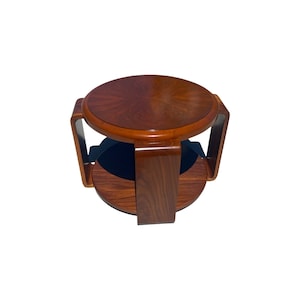 Vintage 1940s art deco waterfall solid burl walnut coffee table restored