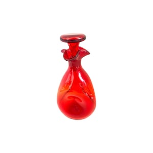 Mid Century Modern Winslow Anderson  Blenko Red   Pinched  Decanter With Stopper