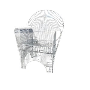 Vintage peacock wrought iron  Mid Century Modern Wire Outdoor Patio Chair