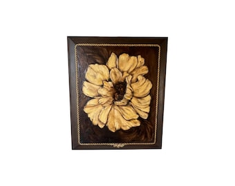 vintage mid century modern oil art flower painting signed