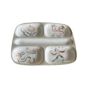 Vintage Glidden Pottery Serving Platter: Mid Century Modern Circus Menagerie