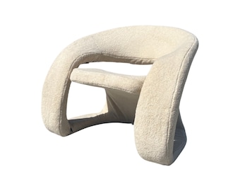 Vintage postmodern 90s jaymar Louis durot tongue lounge chair boucle