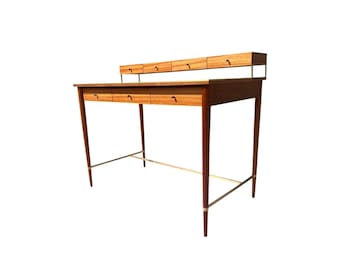 mid century modern rare Paul mccobb brass desk Connoisseur collection H.sacks and sons 1950s African mahogany