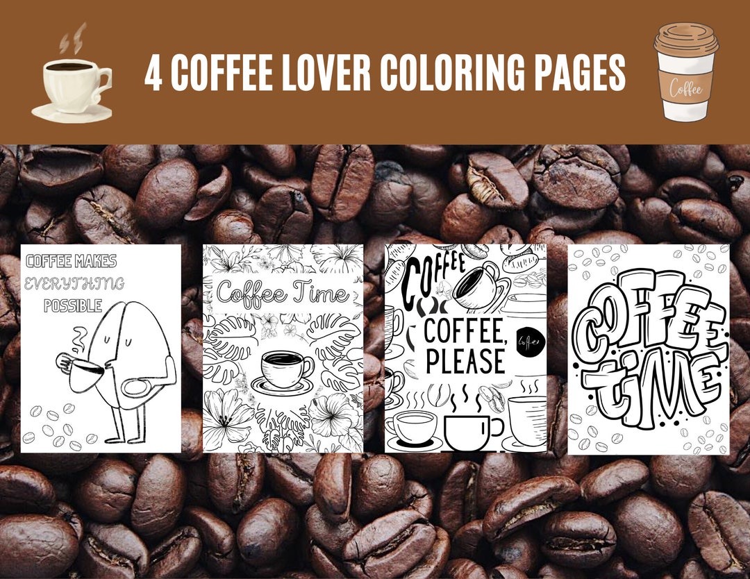 4 Printable Coffee-themed Templates, Coffee-themed Designs, Stress ...