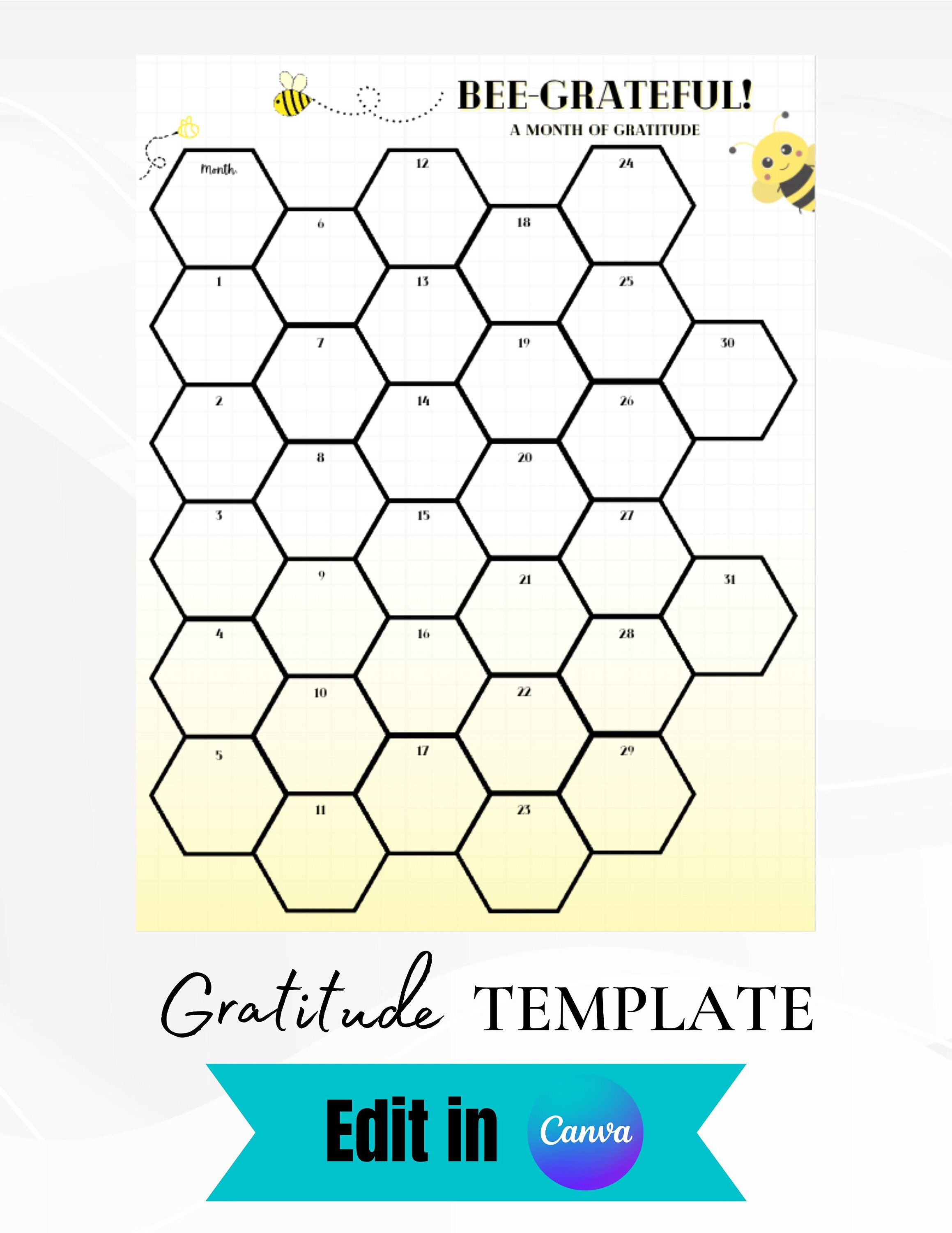 Monthly Gratitude Tracker, Printable Template, Thankfulness Template ...