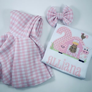 Girls Farm Yard Outfit, Barnyard Party, Second Birthday outfit, 2nd Birthday Outfit, Barnyard Party, Farm Birthday Party outfit