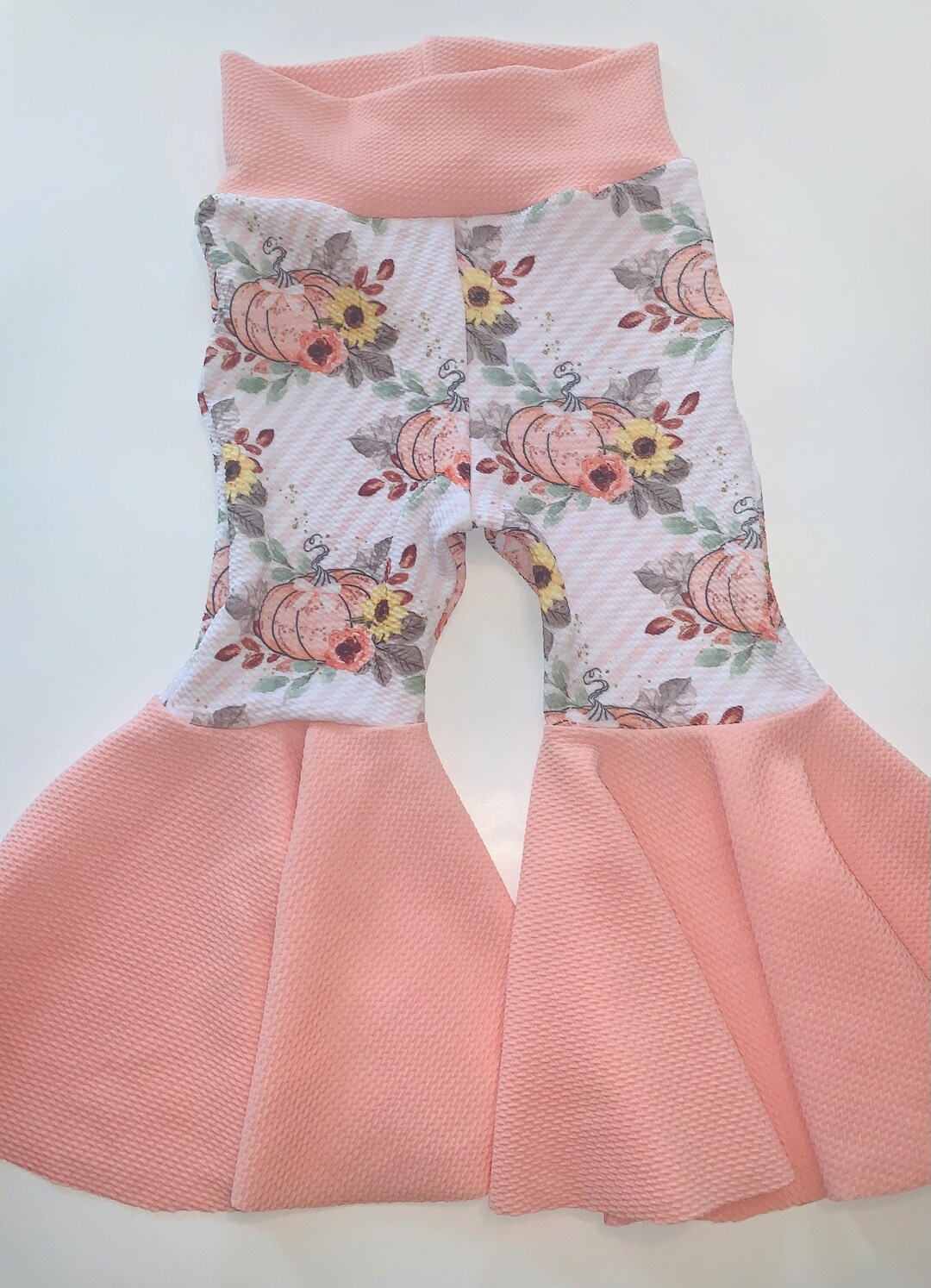 Baby Bell Bottoms, Toddler Bell Bottoms, Fall Bell Bottom Pink Pumpkin