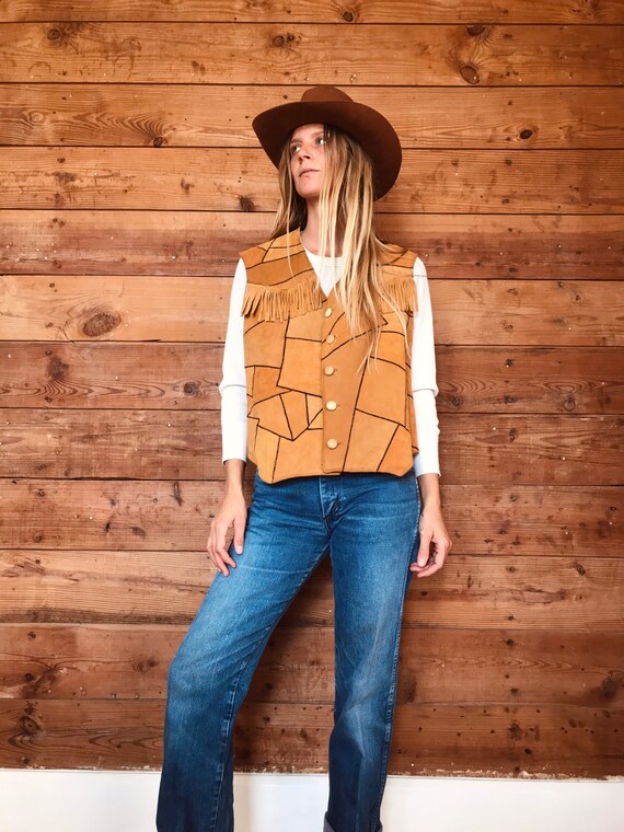 Patchwork suede vest