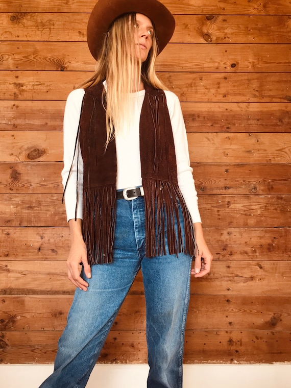 Brown Suede Fringe Vest- Small