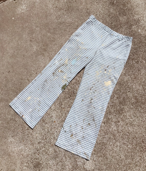Paint Splattered Gingham Pants- 32
