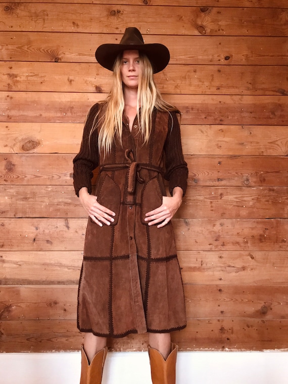 Suede & Knit Long Jacket- Medium