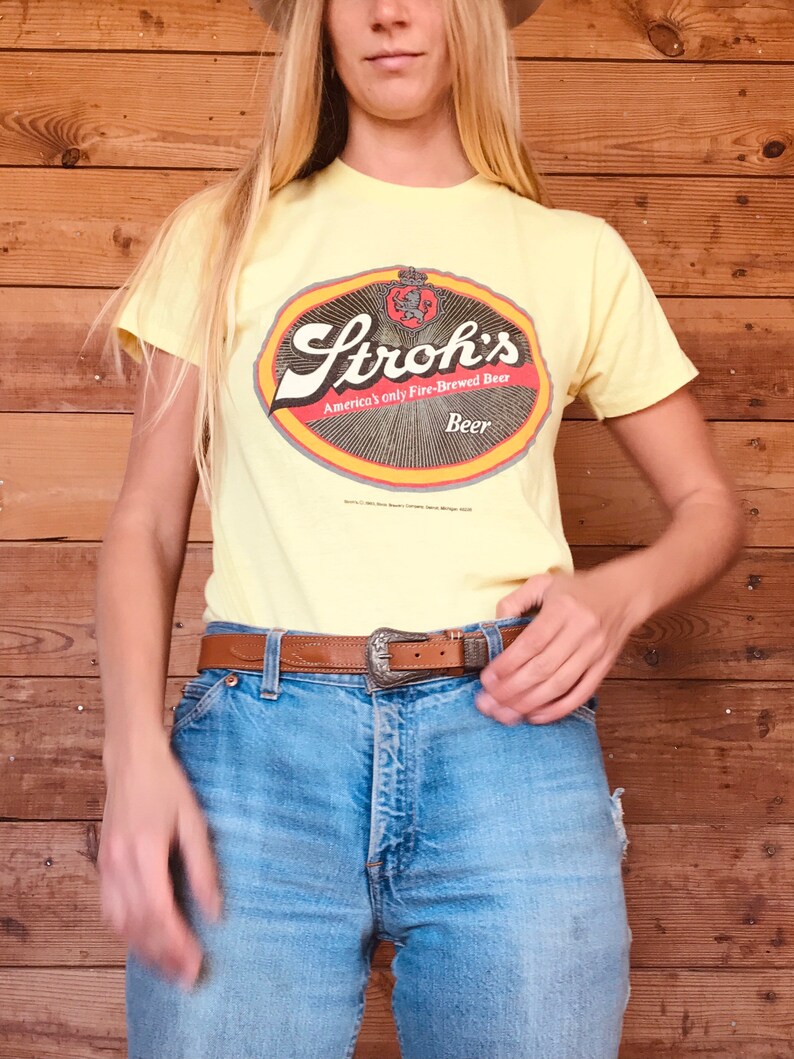 80s Stroh\u2019s Beer T Shirt SM