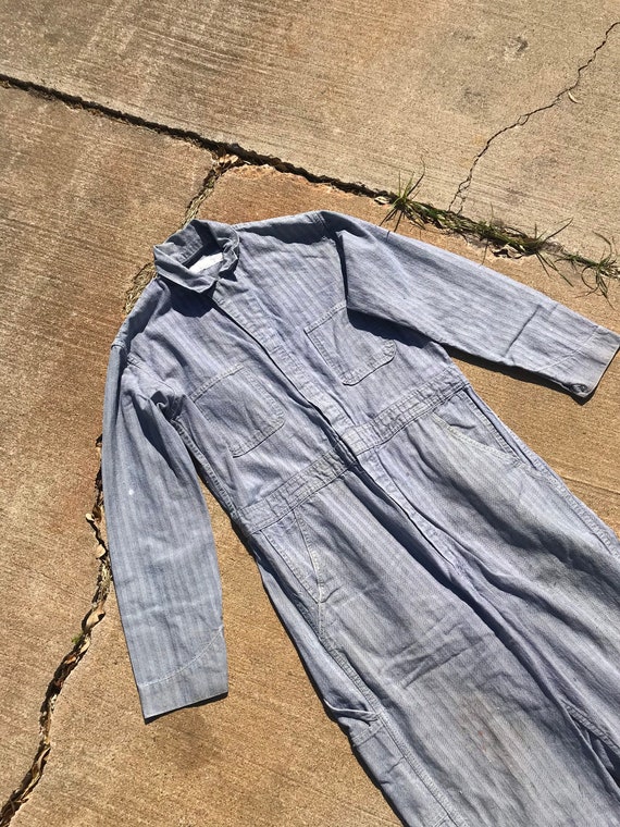 Herringbone Light Blue Coveralls- Large