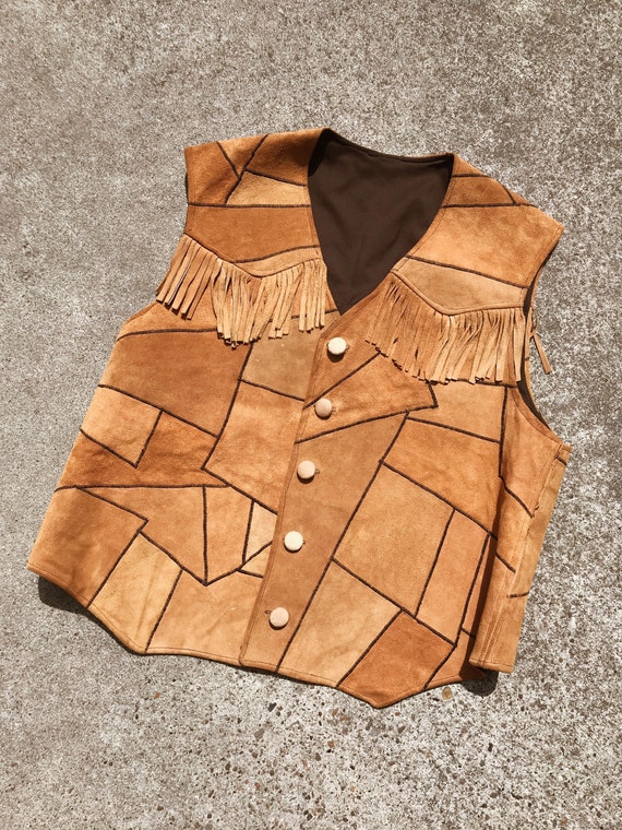 Patchwork suede vest