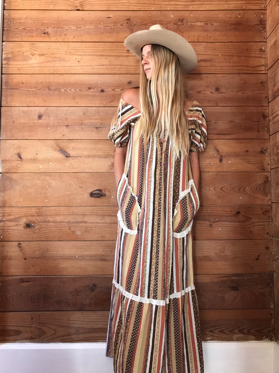 50s Bohemian Dress- Medium
