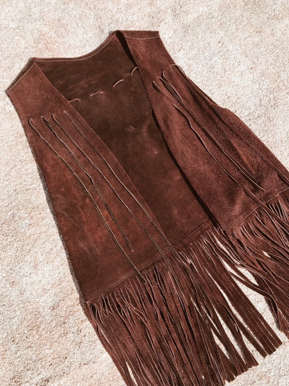 Brown Suede Fringe Vest- Small