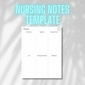 Nursing Student Disease Process Notes Template | Nursing Dollar Prints, RN Student, Med Surg Notes, Nursing School Notes, Nursing Template