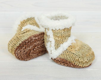 Hand Knit Ugg Inspired Baby Booties