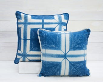 Window Pane Shibori Pillow Cover