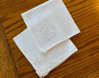 Vintage Monogram and Petite Needlework Handkerchiefs