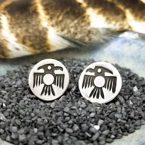 Simple Silver Thunderbird Post or Dangle Earrings, Cowgirl Cowboy Earrings, Southwestern Earrings, Small Handmade Tribal Bird Stud Earrings