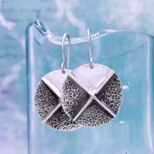 fold formed earrings | circle earrings | fold formed jewelry | bohemian jewelry | minimalist earrings | silver earrings | hammered jewelry