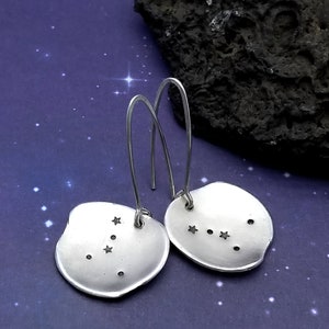 Personalized Asymmetrical Zodiac Earrings, Constellation Jewelry, Celestial Star Sign Jewelry, Gift for Astronomer, Witchy Astrology Gift