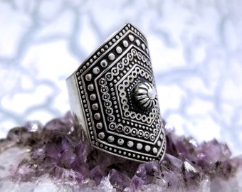 Mandala Jewelry | Silver Ring | Mandala Ring | Bohemian Jewelry | Yoga Jewelry | Boho Statement Ring | Meditation Ring | Hippie Jewelry