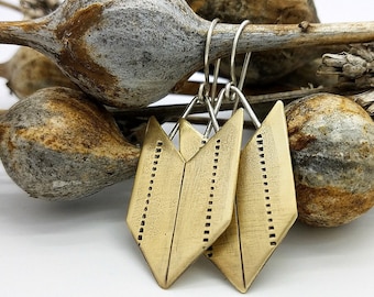 geometric earrings | mixed metal jewelry | boho jewelry | mixed metal earrings | minimalist jewelry | minimalist earrings | brass earrings