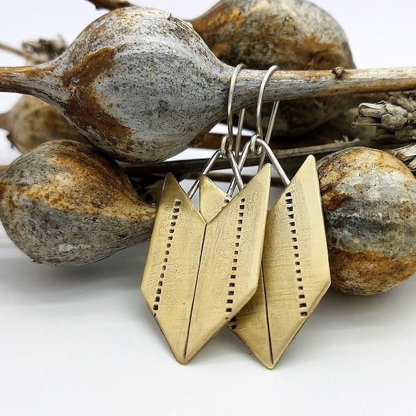 geometric earrings | mixed metal jewelry | boho jewelry | mixed metal earrings | minimalist jewelry | minimalist earrings | brass earrings