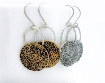 mixed metal earrings | silver earrings | brass earrings | minimalist jewelry | bohemian earrings | simple earrings | everyday earrings