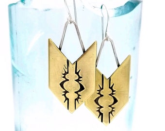 Brass Geometric Earrings Mixed Metal Earrings Mixed Metal Jewelry Bohemian Jewelry Boho Earrings Modern Jewelry Minimalist Earrings