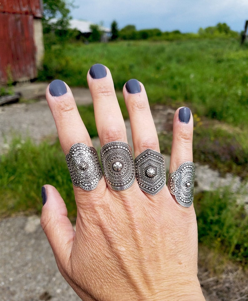 Mandala Jewelry Silver Ring Mandala Ring Bohemian Etsy