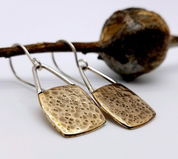 Mixed Metal Earrings Everyday Earrings Minimalist Earrings Simple Earrings Geometric Jewelry Minimal Jewelry Bohemian Jewelry Gift for Her