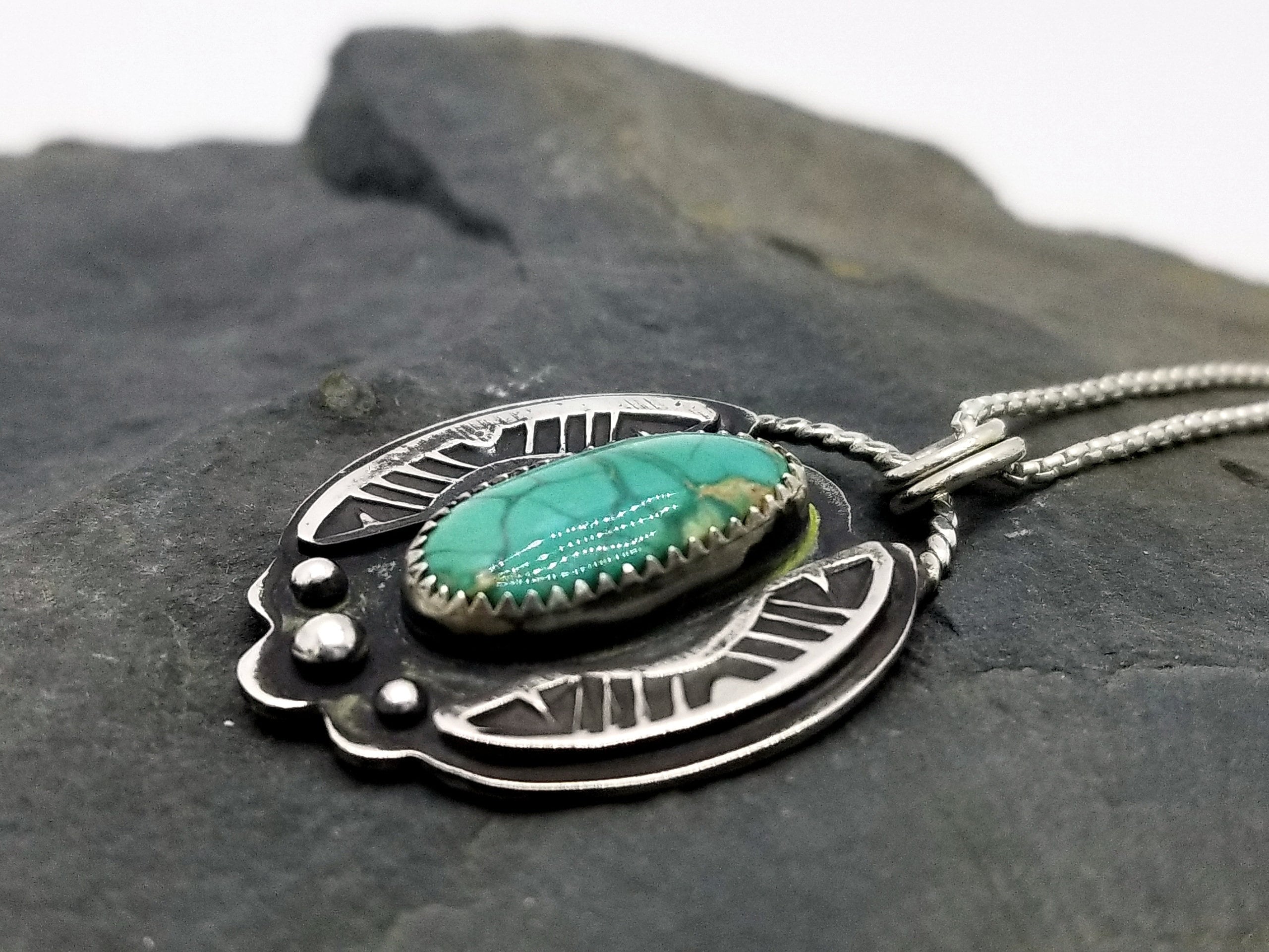 Handmade Silver Western Style Necklace With Natural Arizona