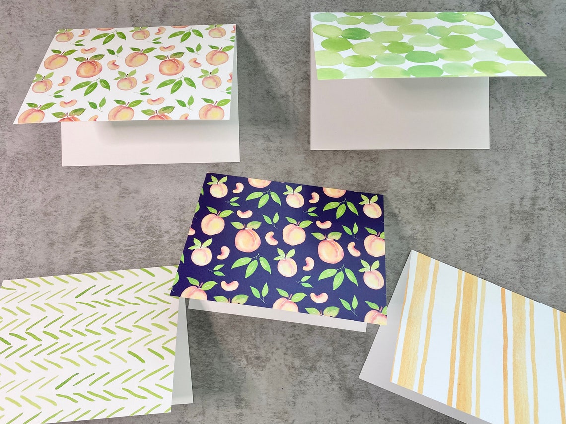 Peaches Folded Notecards Peaches and Patterned Stationery Etsy