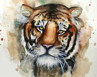 Original Watercolor Painting, Tiger, 2006025, 8x10