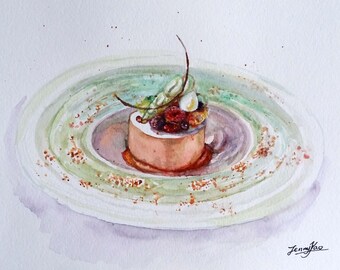 Original Water color painting, Dessert, 8&quot;x10&quot;, 1610043