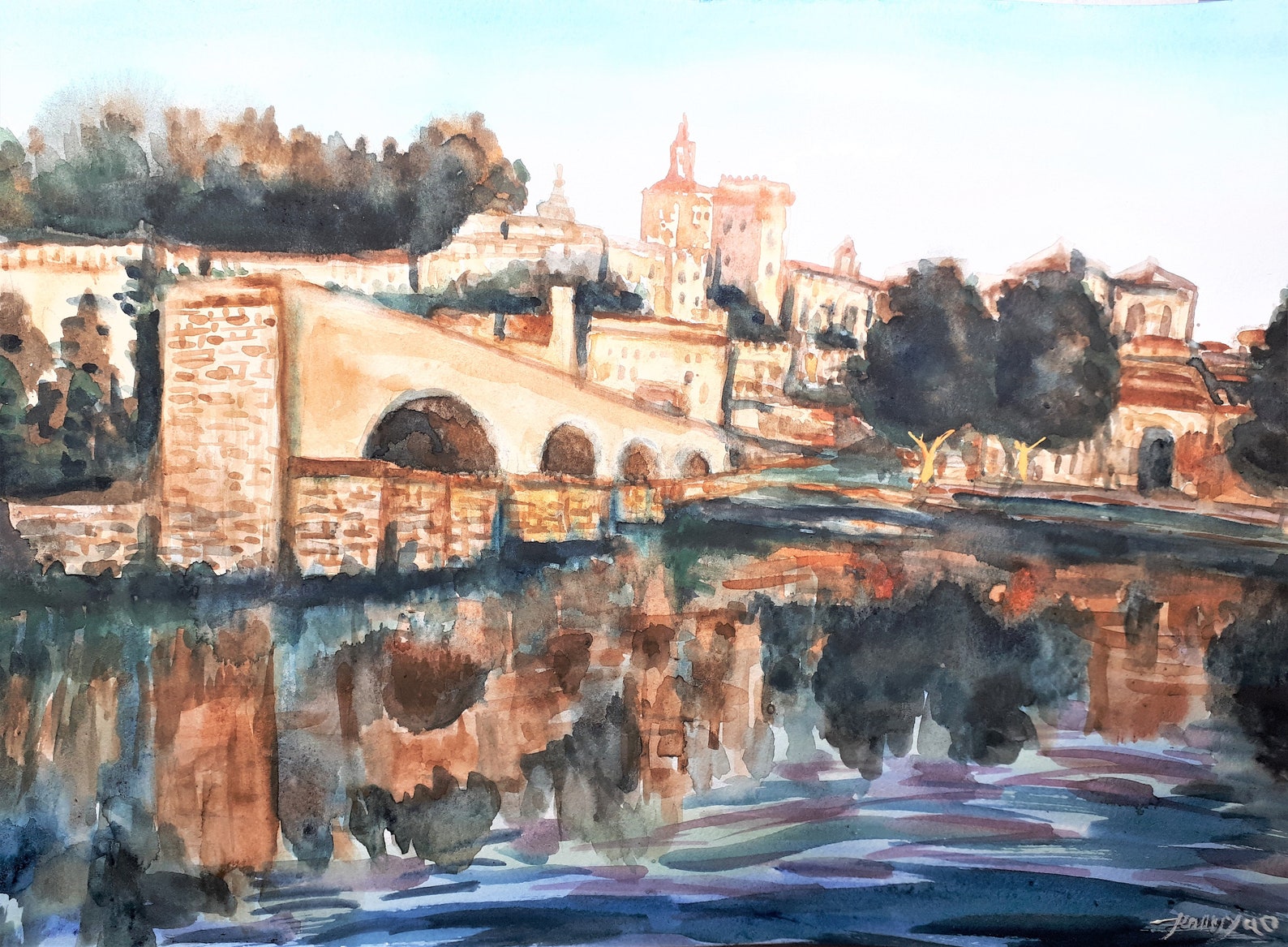 Original Watercolor Painting Europe Landscape Etsy