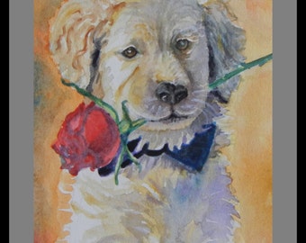 Original watercolor painting, Dog " Be gentle is very important", 4x6 in dog painting, animal painting.