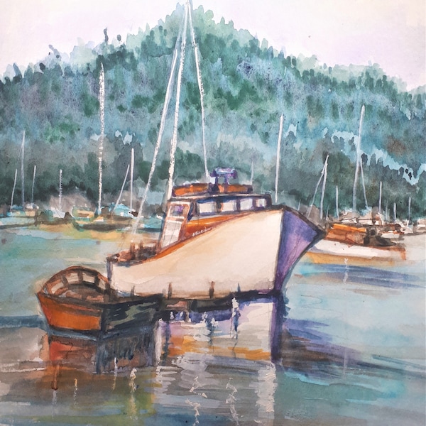 Printing of original watercolor painting, Horseshoe Bay- Vancouver, 9x12 inch, 210512
