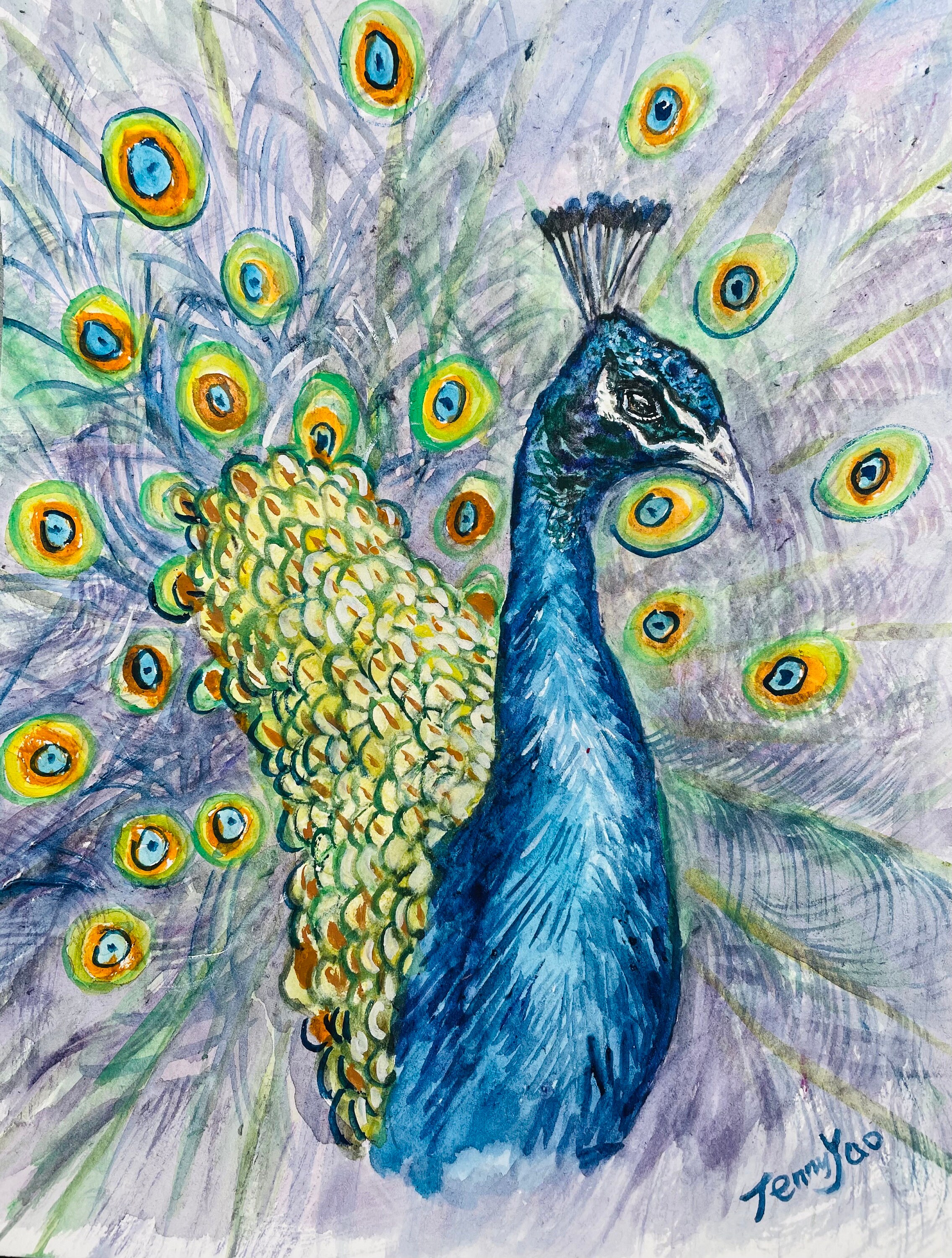 Original Watercolor Painting, Peacock Head, 8x10, 230612 - Etsy