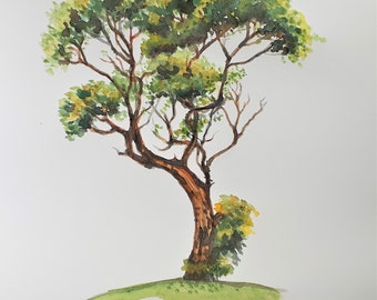 Original Watercolor Painting, Tree, 11x14", 1911218