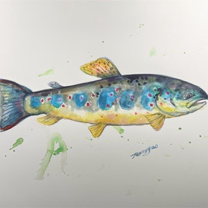 Original Watercolor Painting, Salmon Fish 2, 220525, 11x14