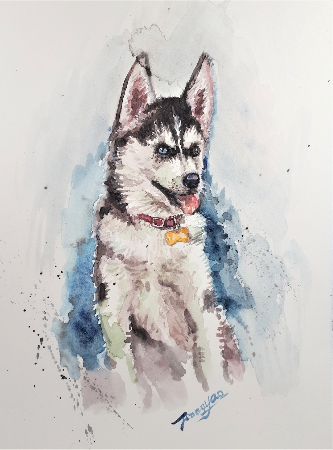 Original Watercolor Painting, Husky, 20201110, 10x8 - Etsy