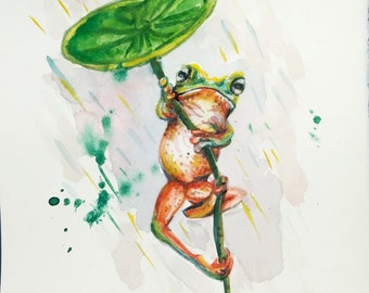 Original Watercolor Painting, Frog 4, 2006024