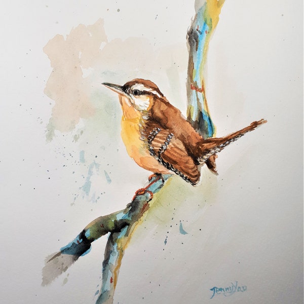 Pintura original de acuarela, pájaro, 20051620, 10x8 pulgadas