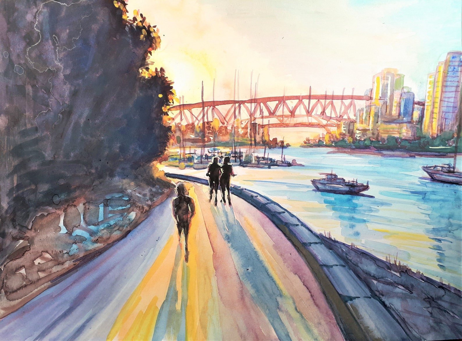 Printing of Original Watercolor painting Vancouver Downtown | Etsy