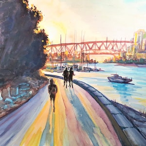 Druck von Original Aquarell, Vancouver Downtown Sunrise, 2020-10-26/048